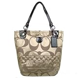 Coach Signature Op Art Alex Shopper Sateen Bag Purse Tote 14449 Khaki