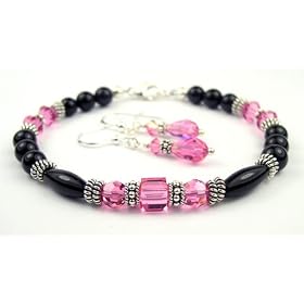 2 Piece Set: Rose (Pink Tourmaline) October November Birthstone Bracelets in... by