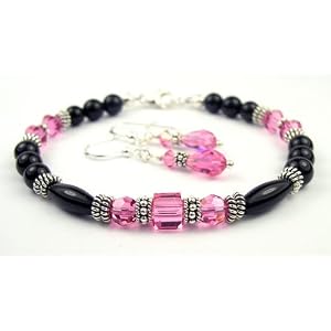 2 Piece Set: Rose (Pink Tourmaline) October November Birthstone Bracelets in... by