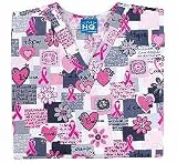 Scrub Top - Cherokee Uniforms HQ Words of Love Pink Ribbon (XS-5X)