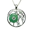 Silver Circle Jade Diamond Cubic Zirconia Platinum Overlay CAREFREE Sterling Silver Round Pendant Necklace
