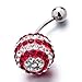 April & July Birthstone White Ball Red Circle Belly Button Ring Navel Piercing Body Jewelry
