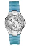 Guess Ladies ' Prism' steel stone set case pale blue resin strap