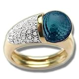 .24 CT 9.5MM ROUND FACETED BLUE TOPAZ SPHERE LADIES RING