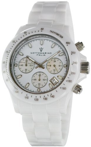 Mens White Ceramic Chronograph Watch by Sottomarino SM90003-A