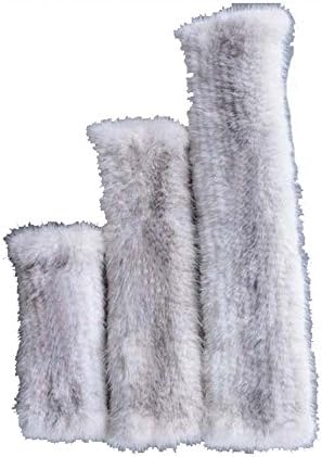 Women's Real Genuine Knitted Mink Fur Winter Fingerless Long Gloves Elastic Net Mittens Arm Warmer (20cm, white)
