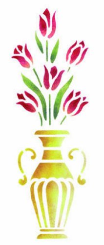 Home Design B423 - Motiv Schablone selbstklebend Tulpenvase 18 x 50 cm