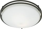 Quoizel OZ1613IN Ozark Flush Mount with Opal Etched Glass, Iron Gate, 5-1/2-Inch Medium
