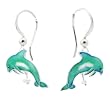 Paul Brent's Leaping Dolphin with Pearl Sterling Silver Dangle Earrings by Zarah Jewelry