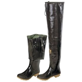 Hodgman® Bantam Weight 2-ply Nylon / Rubber Hip Waders w/ Cleated Soles Green