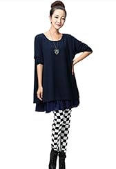 Maternity Chiffon/Cotton/Polyester Long Sleeves  Tiered Tunic  With a Bow(s)