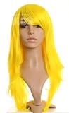 Bright Yellow / Canary Yellow Long Layered Flicked Wig - - Premium Quality Synthetic Hair - Perfect for Cosplay, Anime or Halloween