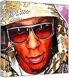 Mos Def - Pop Art Print (Multicolour; Purple Stars Background) 30 x 30 x 2 cm Medium Square Deep Box Canvas