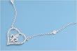 Necklace with Fleur de Lis Symbol in Heart-Shaped Pendant and Clear CZ - 16-18" Adjustable Chain, 20mm Pendant Height