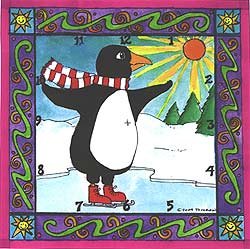 Penguin Bird Art Wall Desk Clock Timepiece from Rock Paper Scissors artist Pamela Corwin