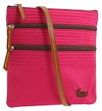 Dooney & Bourke Nylon North/south Triple Zippered Hot Pink