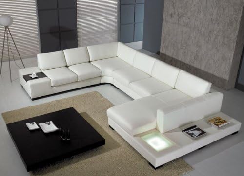 Divani Casa T35 - Modern Bonded Leather Sectional Sofa With Light