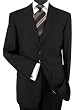 Presidential Suit Signature Collection Mens Suit Italian Merino Wool 140s Two Button Jacket Flat Front Pants Business Suit Pure Black