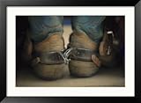 Close up Detail of Cowboy Boots with Well-Worn Spurs Framed Photographic Poster Print by Bobby Model, 38x28