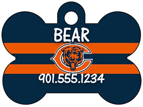 NFL Team Dog Tag Pet Id Tag Personalized w/ Name & Number (Chicago Bears)