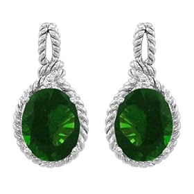 Buy Sterling Silver Simulated Emerald Earring - White