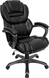 Black Leather Executive with Leather Padded Loop Arms [GO-901-BK-GG]