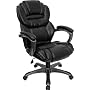 Black Leather Executive with Leather Padded Loop Arms [GO-901-BK-GG]