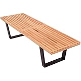 LeisureMod Mid-Century George Nelson Style Platform Bench in 5 Feet (Natural Wood)