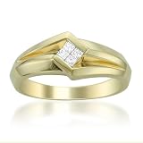 14k Yellow Gold Princess-cut Diamond Men's Wedding Band Ring (1/6 cttw, H-I, I1-I2)