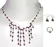 Necklace Earring Ring Set Sterling Silver Garnet Jewelry (gnecka009)