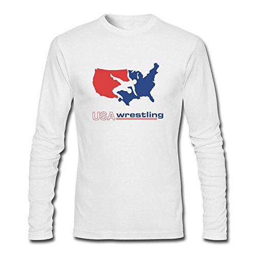 VEBLEN Men's USA Wrestling Long Sleeve Cotton T Shirt