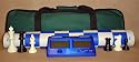 ChessCentral's Standard Tournament Chess Set with Chess Pieces, Green Bag, Blue Board, and Competition Clock