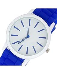 Sotijobs Unisex Men Women Silicon Band Puddy Color Analog Quartz Wrist Sports Watch Blue