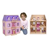 Melissa & Doug Multi-Level Solid Wood Dollhouse w/ Family of 5 Dolls