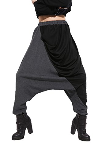 ELLAZHU Women Baggy Harem Drapes Color-Block Pants Onesize GM274