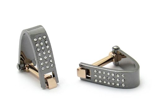 Superior Wrap Around Cufflinks - Crystal Gun Metal Tone by Cuff-Daddy