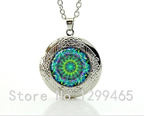 Summer style choker statement Necklace Glass cabochon madala green pcture Locket pendant necklace gift for women WNK25