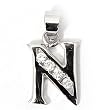 Silver Block Initial Pendant with Cubic Zirconia, Size: 12mm