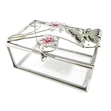 Coffret &agrave; Bijoux "Papillon de Soie" rose blanc
