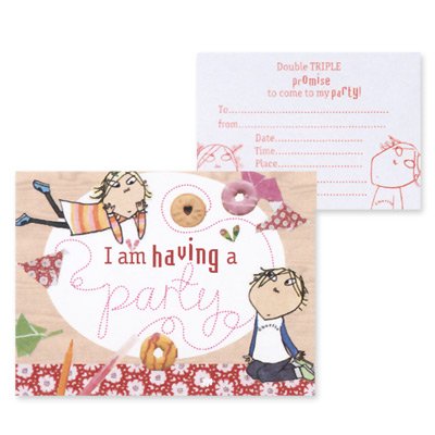 "Charlie and Lola Party Invitations, postcard style, pack of 8 with envelopes"