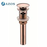 AZOS 浴室用排水備品 排水金具 真鍮製 プッシュ式 バラの金の色 横穴付き 32MM口径 PJXSQ007R-Y