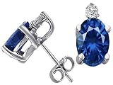 2.06 cts Genuine Oval Sapphire Earring Studs in 14k Yellow Gold FREE GIFT BAG!