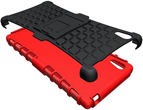 [2015 Release]Sony Xperia Z5 Case,VINDVIN Heavy Duty Tough Rugged Dual Layer Case with Built-in Kickstand,TANK Series Slim Fit Dual Layer Hybrid Armor Protective Cover for Sony Xperia Z5(Black/Red)