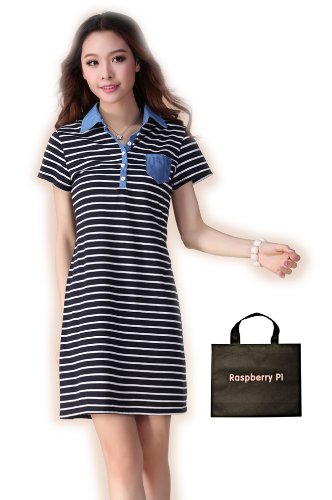 (ラズベリーパイ)RaspberryPi レディース ボーダー チュニック トップス カジュアル ワンピ 大きいサイズ L XL 2XL 3XL オリジナルエコバッグセット oc362