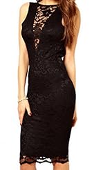 Polyester Bateau Neck Cowl Neck Lace Sleeveless Bodycon Dress/Party Dress/Midi Dress/Mini Dress 