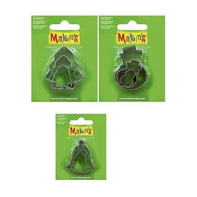 Multi pack of 3 Christmas Tree/3 Snowman & 3 Bell Cutters (2-4cm)