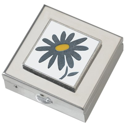 Daisy Small Pill Box - Polished w/Mirror