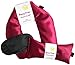 Happy Wraps Microwavable Herbal Neck Wrap - Hot Cold Aromatherapy Neck Warming Pillow - Heating Pad for Migraines, Stress, Gifts for Women, Birthdays, Christmas and Free Sleep Mask - Ruby Satin