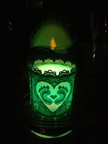 Embroidered Mint Green Baby Feet Candle Cover by Artisan Pride