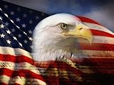 Bald Eagle Head and American Flag Photographic Poster Print by Joseph Sohm, 12x9